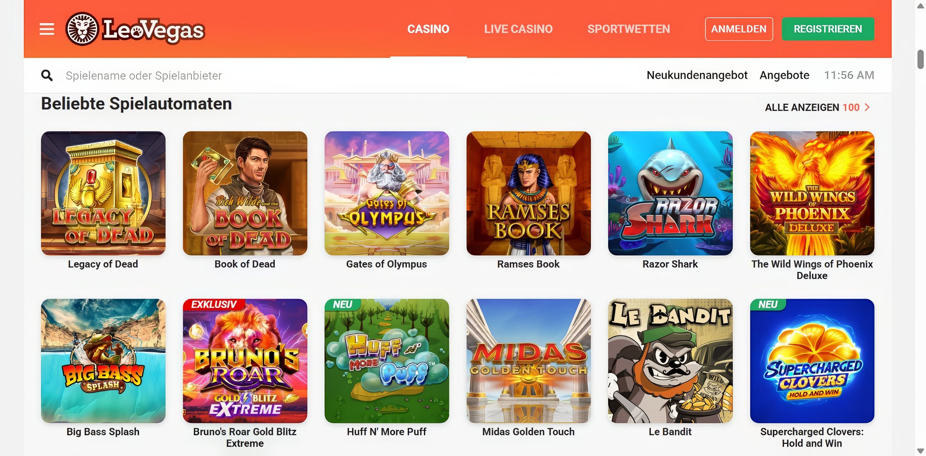 LeoVegas desktop screenshot 2